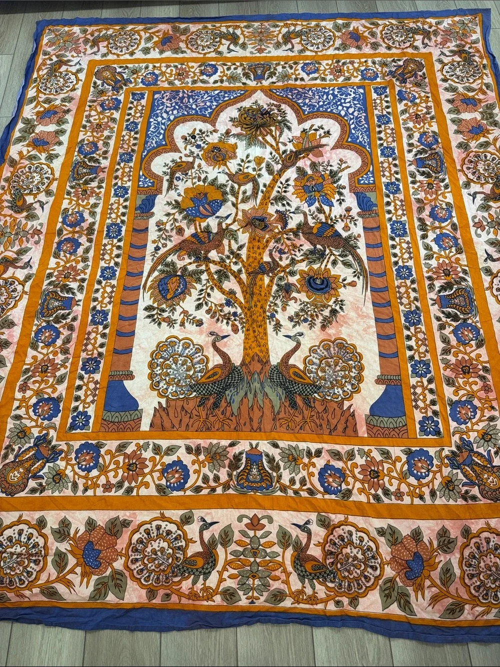 Earthbound Trading Company Tapestry Sheet Peacock Floral Boho Large 80x95inches